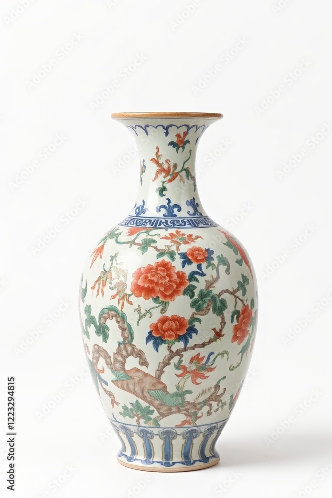 there is a vase with a floral design on it there is a vase with a floral design on it