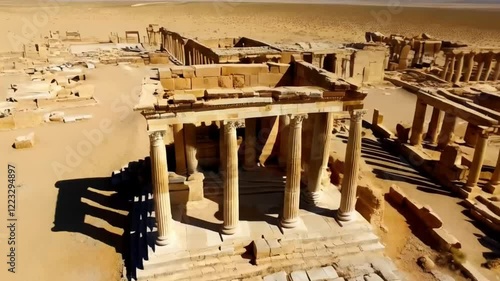 aerial view of the archeological site of palmyra in syria