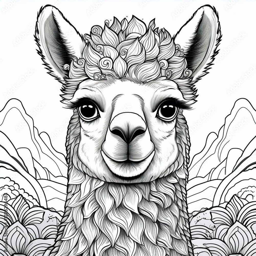 Fototapeta premium Ausmalbild Alpaka