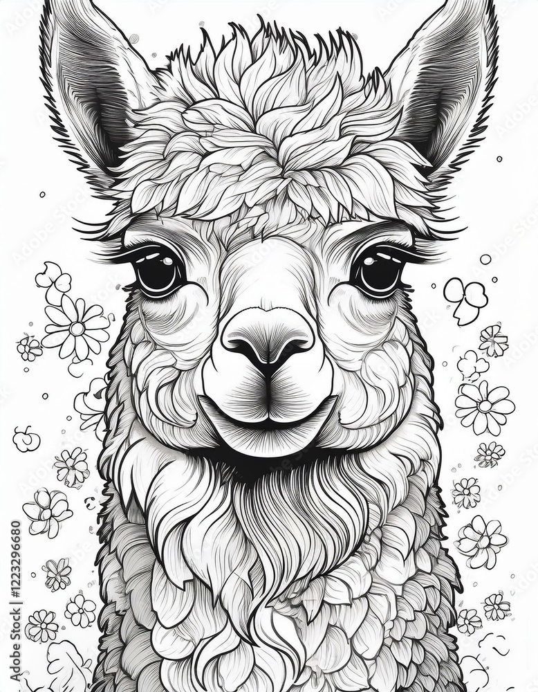 Fototapeta premium Ausmalbild Alpaka