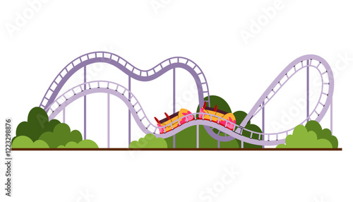 Roller coaster. Amusement park. Extreme attraction. Flat illustration isolated on a white background.