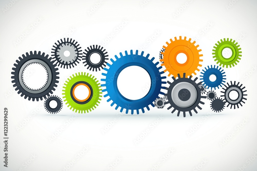 Creative New Year design template featuring colorful cogwheels for engineering themes and celebrations Creative New Year design template featuring colorful cogwheels for engineering themes and celebrations