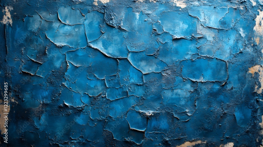 Weathered blue paint cracking, exposing intricate surface textures in aged, distressed abstract background Weathered blue paint cracking, exposing intricate surface textures in aged, distressed abstract background