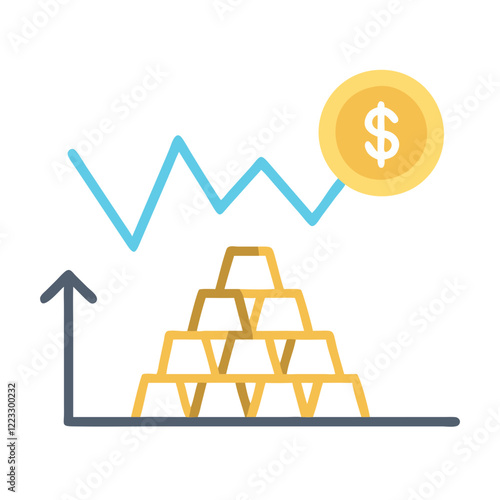 Stock Market and Gold Investment Vector Illustration