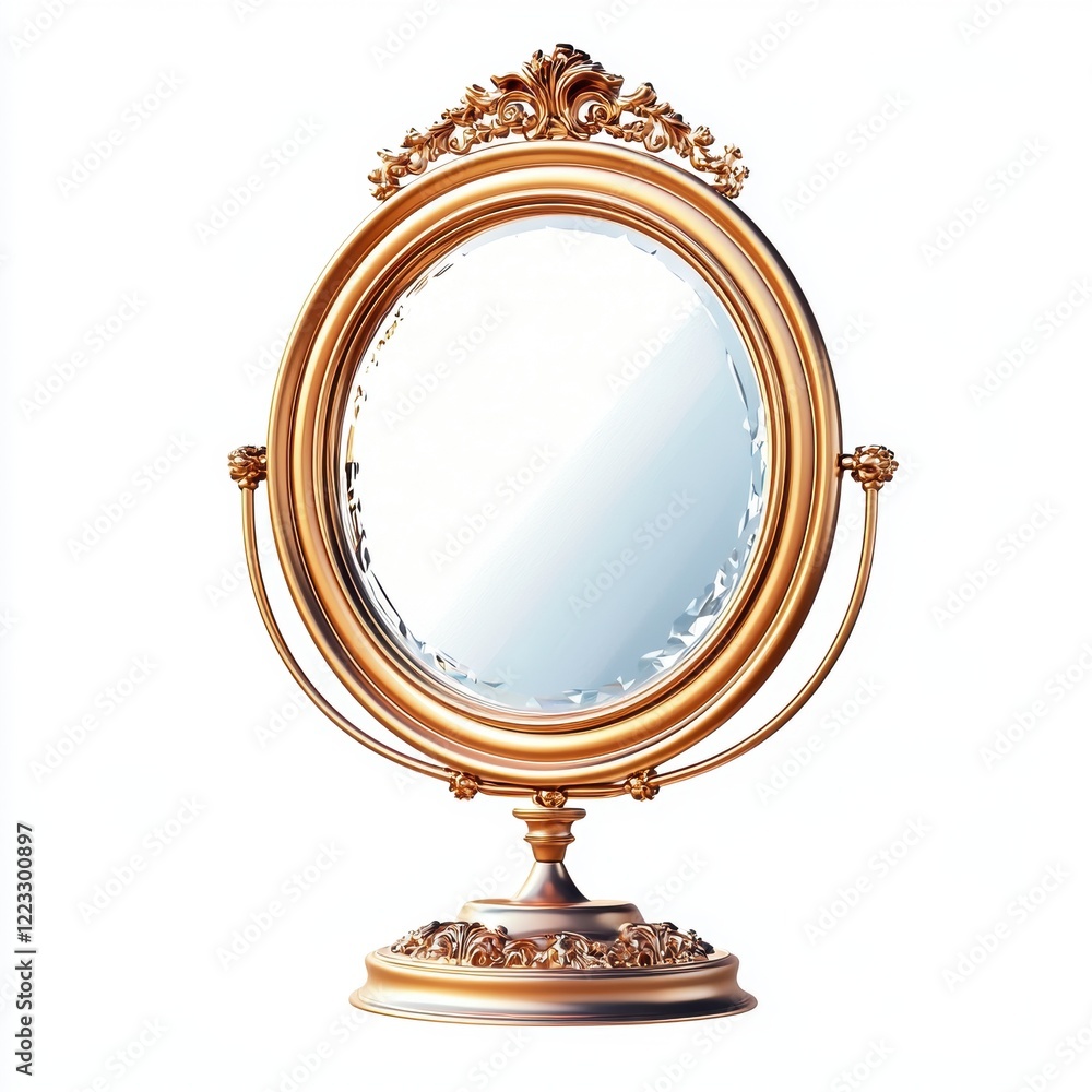 3D icon cartoon sparkling bathroom mirror, isolated on a white background --quality 2