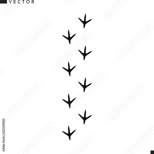 Bird paw print vector. Chicken paw print silhouette 