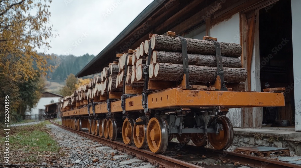 Fototapeta premium Unique off-grid powered rail system running on wood gasification technology