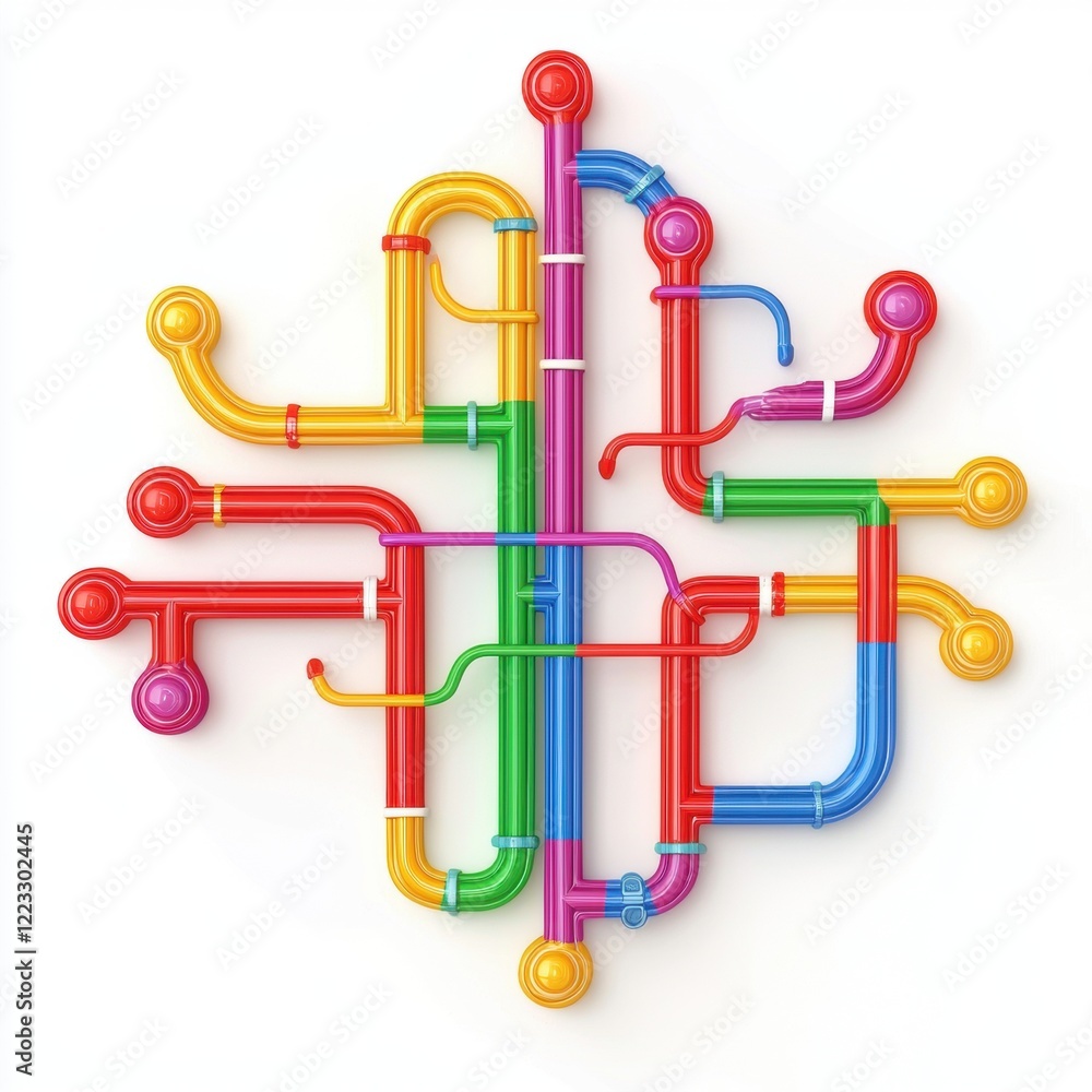 3D icon cartoon subway map with colorful lines, isolated on a white background --quality 2 3D icon cartoon subway map with colorful lines, isolated on a white background --quality 2