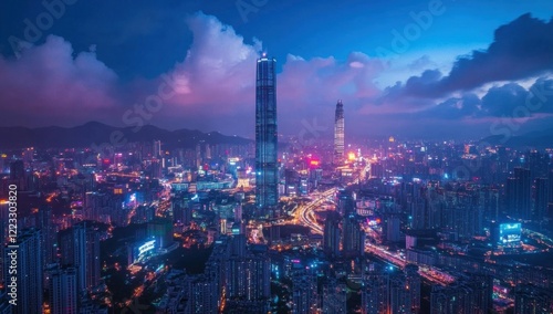 Wallpaper Mural Night View of Shenzhen Skyline, China's Modern Metropolis Torontodigital.ca