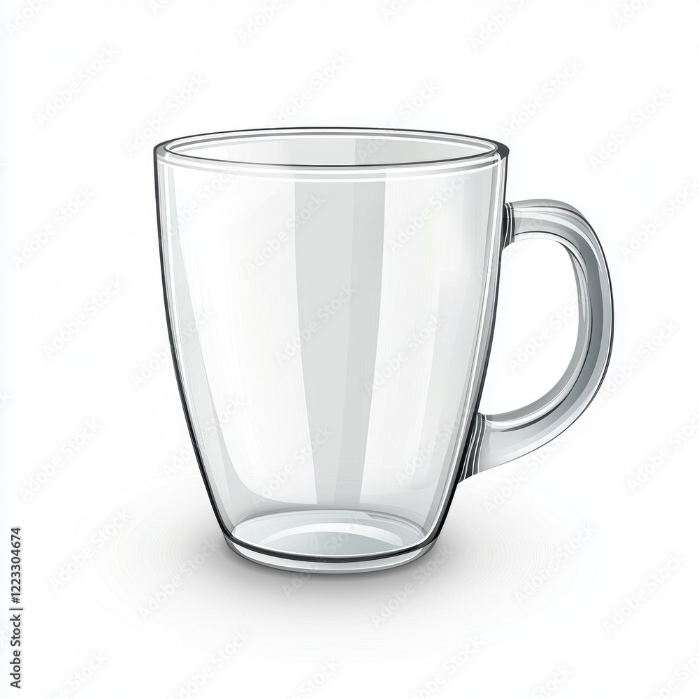 3D icon cartoon transparent glass mug, isolated on a white background 3D icon cartoon transparent glass mug, isolated on a white background