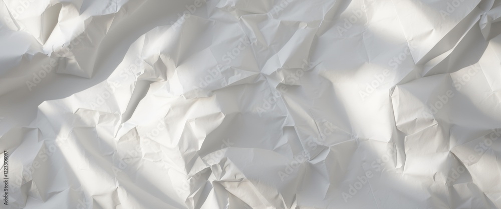 Crumpled white paper texture background with light shadows Crumpled white paper texture background with light shadows