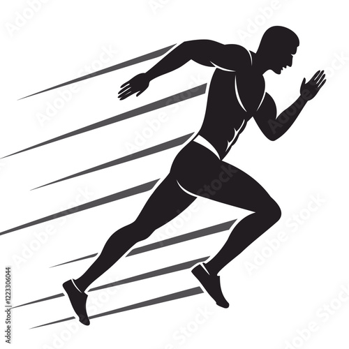 Man Runner Dynamic pose black silhouette vector illustration isolated on a transparent background