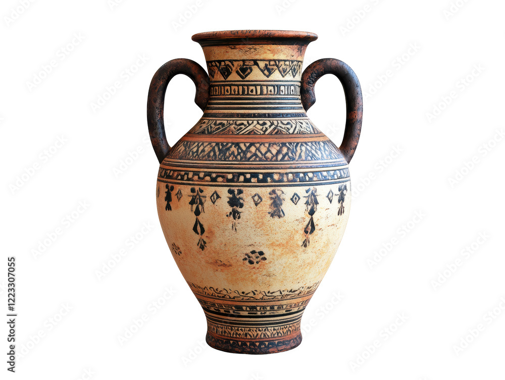 Isolated Ancient Greek Amphora with Brown Patterns Isolated Ancient Greek Amphora with Brown Patterns