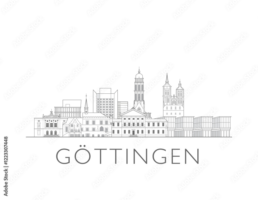 Obraz premium Göttingen skyline cityscape vector illustration