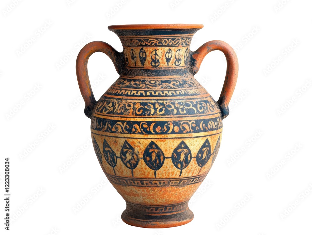 Isolated Ancient Greek Vase with Ornamentation Isolated Ancient Greek Vase with Ornamentation