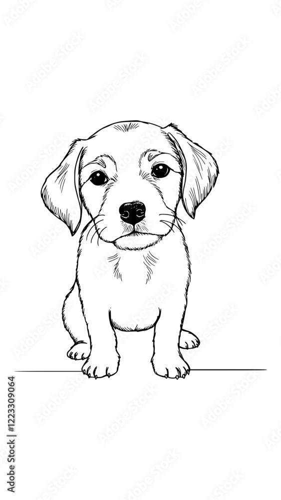 Fototapeta premium Elegant Line Drawing of a Puppy
