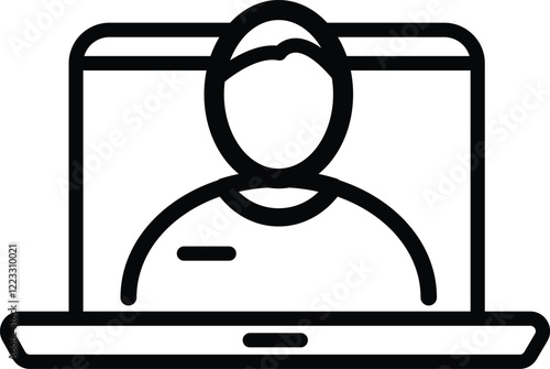 Minimalist Online Profile Icon - Digital Presence and Virtual Meeting Symbol with Transparent Background"