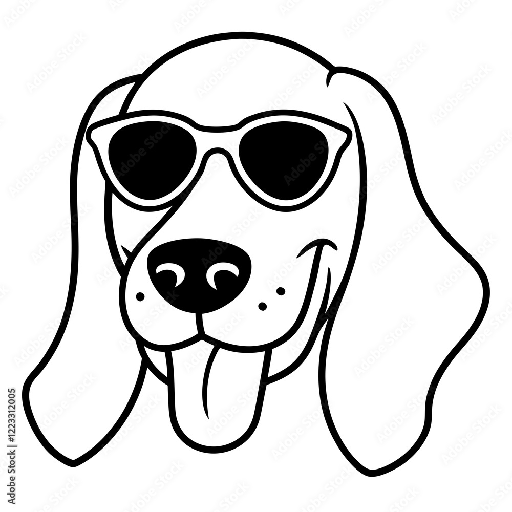 Funny basset hound dog head vector art Funny basset hound dog head vector art