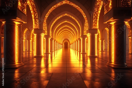 Wallpaper Mural Illuminated corridor with arches and columns. Torontodigital.ca