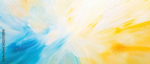 Abstract Brush Painting Background In Blue And Yellow