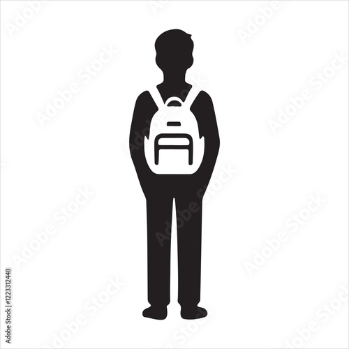 Back to School silhouette on white background
