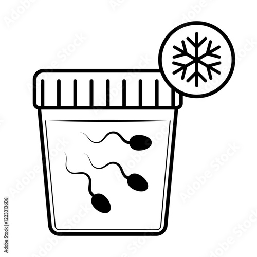 Spermatozoa frozen in a container for artificial insemination or in vitro fertilization icon symbol illustration