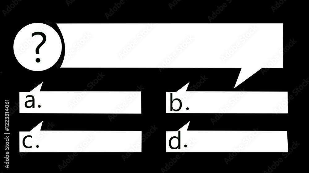 Quiz animation on black background, question answers template, test and quiz concept, quiz game. Quiz animation on black background, question answers template, test and quiz concept, quiz game.