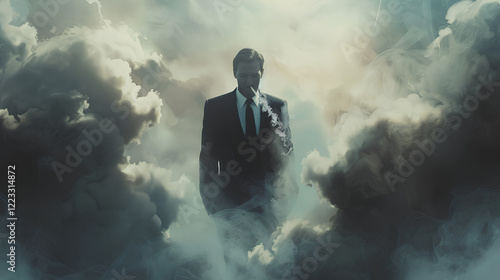 Wallpaper Mural a man in a suit walks in a cloud of smoke Torontodigital.ca
