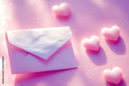 Wallpaper Mural A white envelope with a pink heart symbol on it, suitable for romantic or love-themed projects Torontodigital.ca