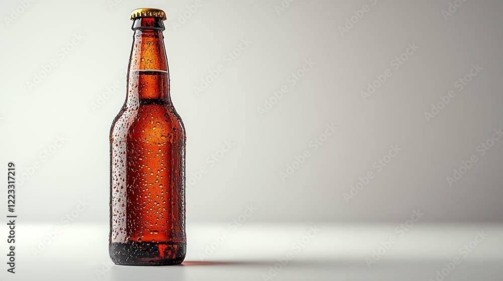 Refreshing Cold Beer Bottle on White Background Refreshing Cold Beer Bottle on White Background