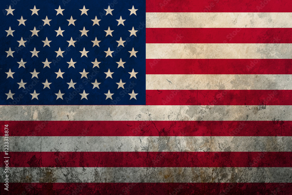 Naklejka premium Grungy american flag background. Independence Day 4th of July. Memorial Day.