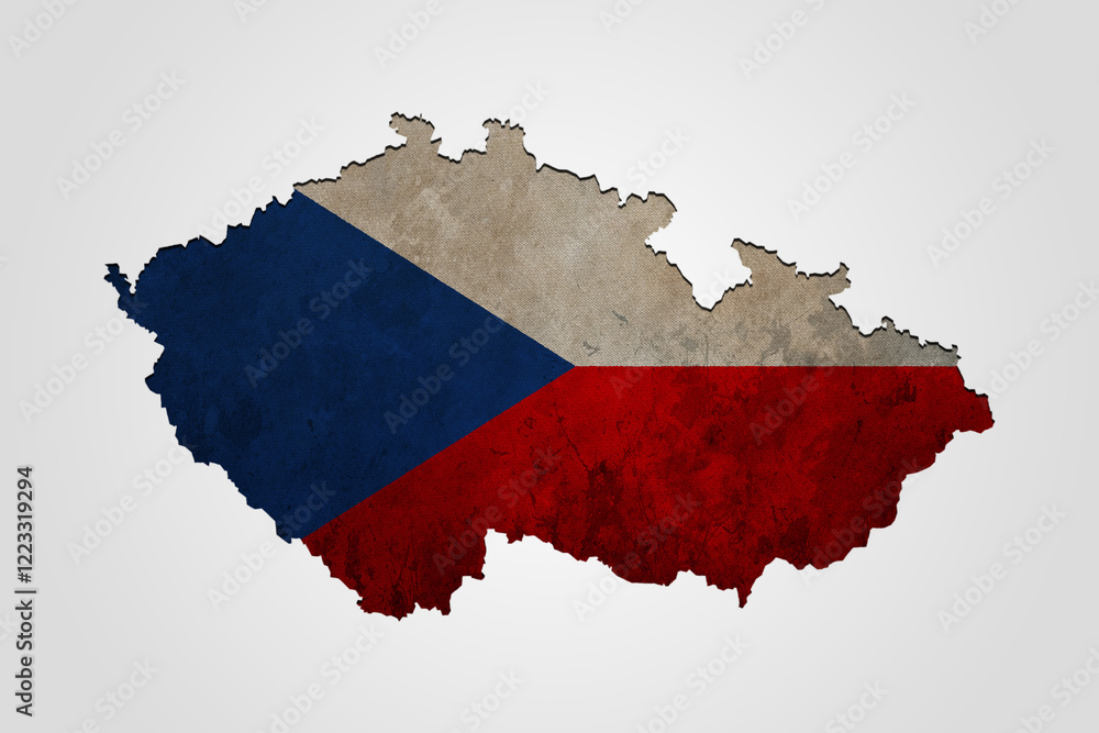 Fototapeta premium Czech Republic map on Czech Republic flag ,grunge and retro flag series. Czech National Day 28th of October.