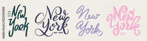 Wallpaper Mural New York typography Handmade brush stroke. Color lettering emblem set. Design typography Graphics, New-York. College jersey print USA vector art. New York College t-shirt design print, New York City. Torontodigital.ca