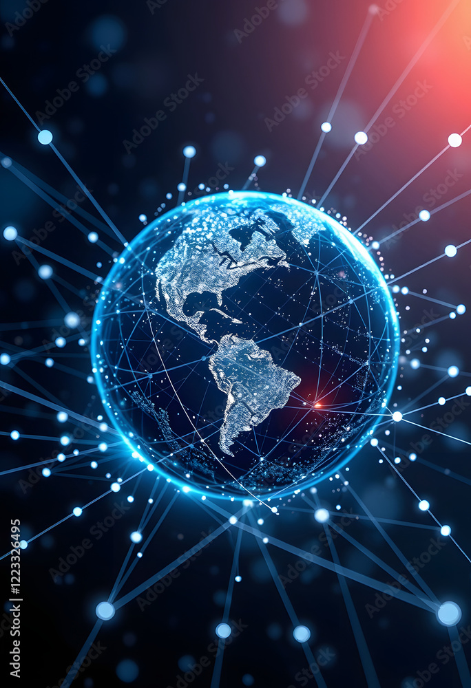 Global Network Connections, Planet Earth, Americas, Data Flow Global Network Connections, Planet Earth, Americas, Data Flow