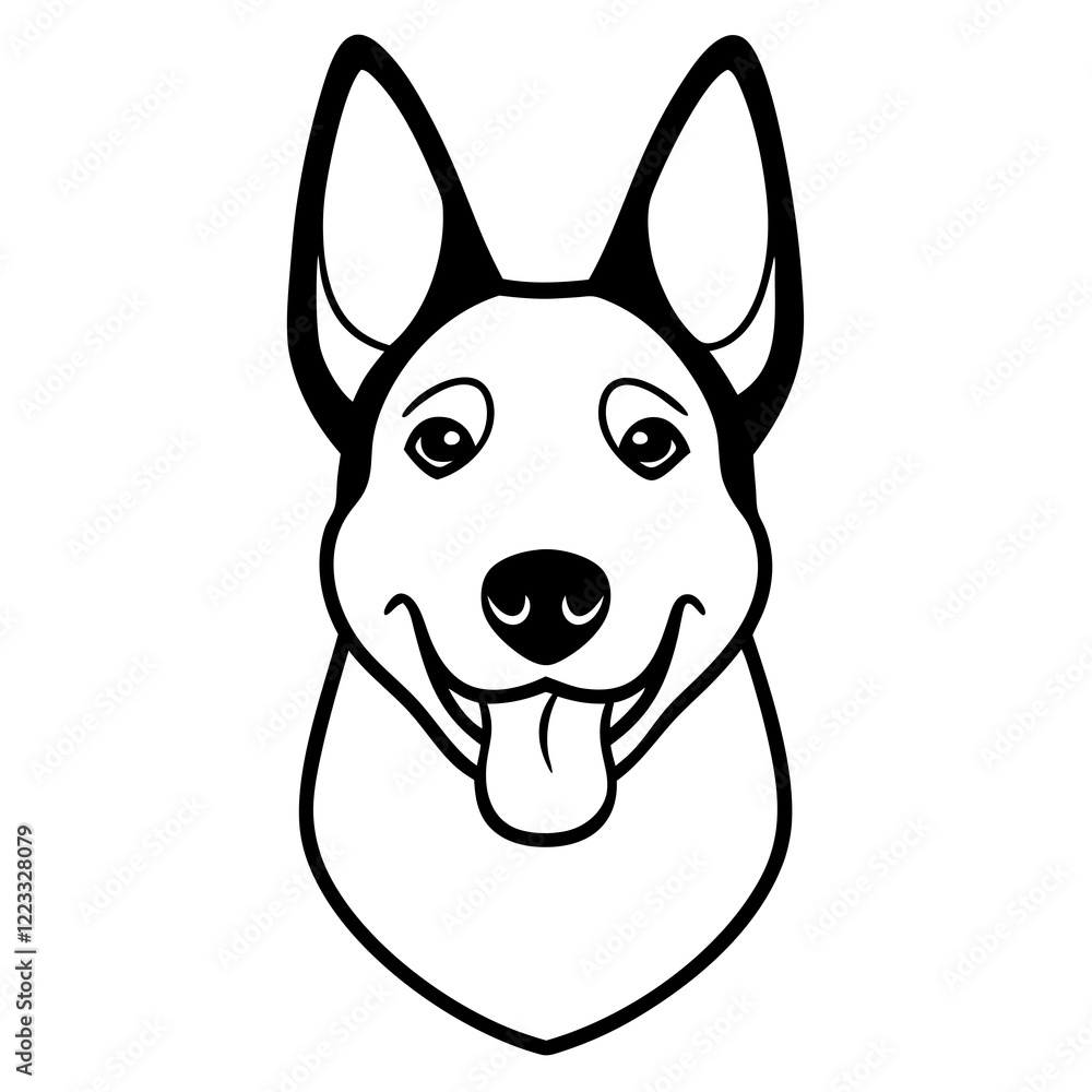 Funny belgian malinois dog head vector art Funny belgian malinois dog head vector art
