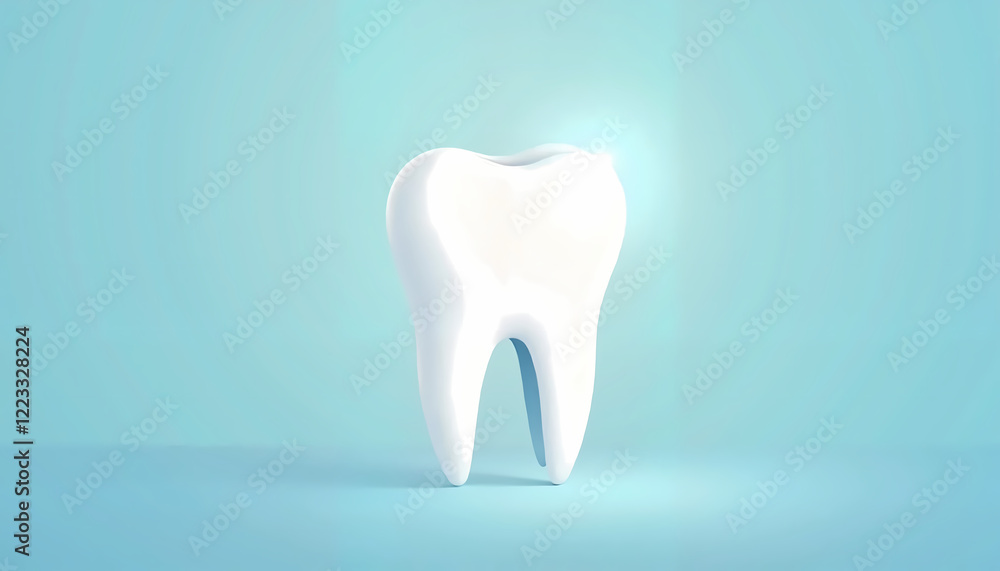 White tooth model on a blue gradient background White tooth model on a blue gradient background