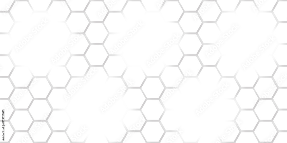 Fototapeta premium Abstract seamless honeycomb hexagon background. Geometric texture white gray pattern design.