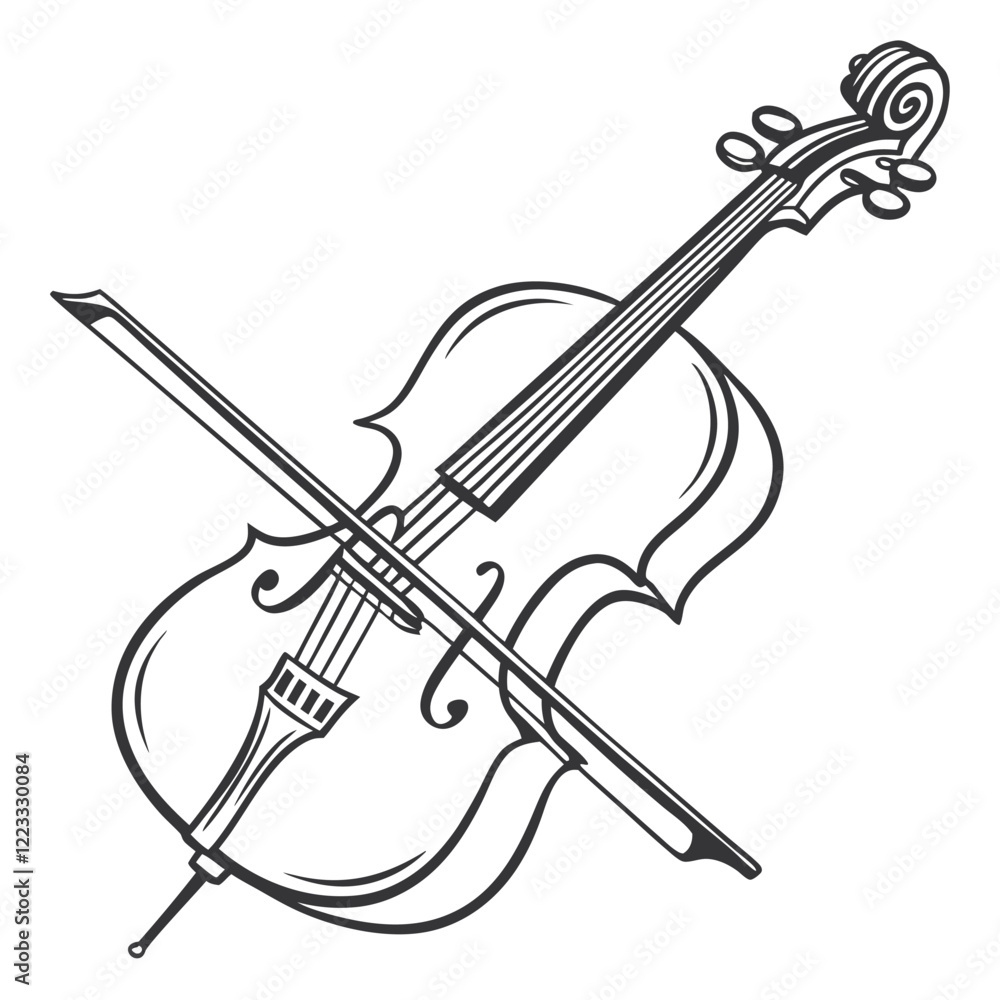 Obraz premium cello image on a white background 