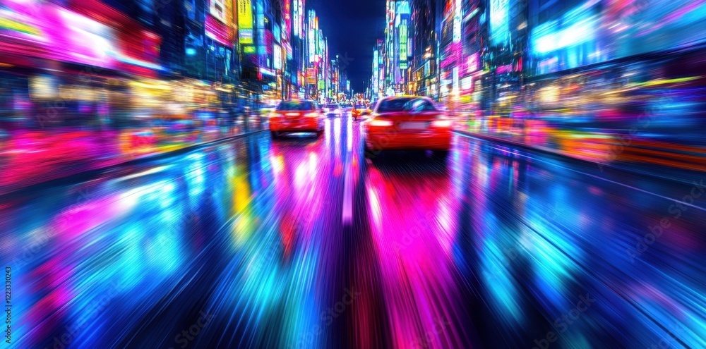 Neon Cityscape Night Traffic Speed Blur Neon Cityscape Night Traffic Speed Blur