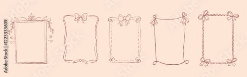 Decorative frame designs with bows and embellishments for creative projects