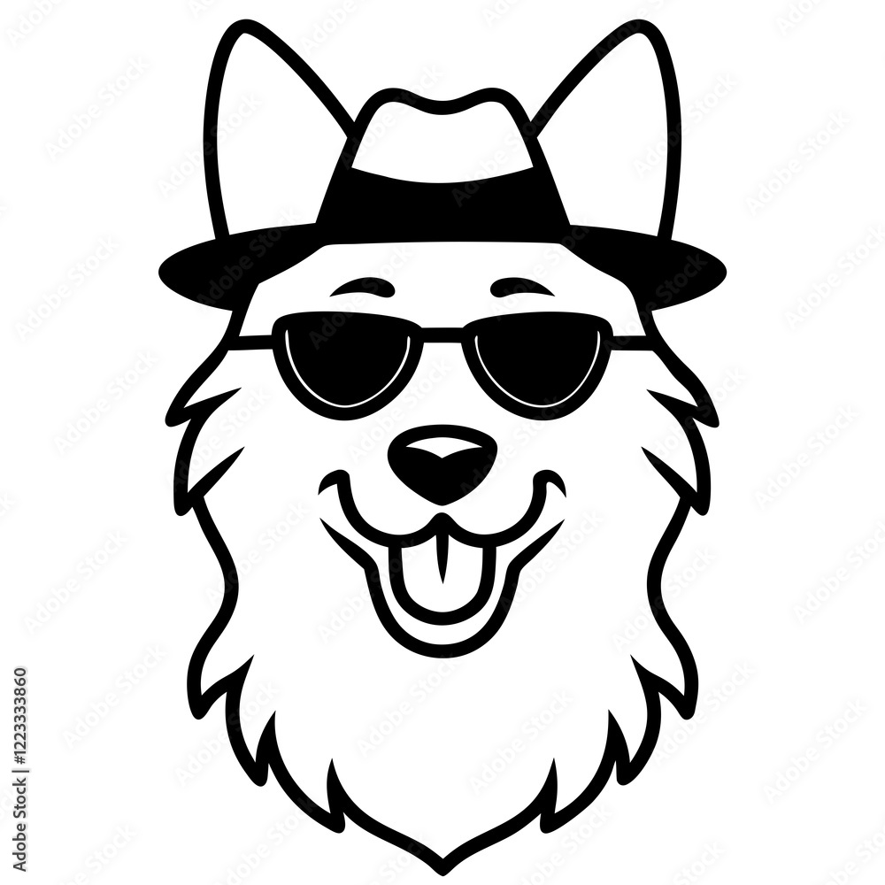 Funny belgian tervuren dog head vector art Funny belgian tervuren dog head vector art