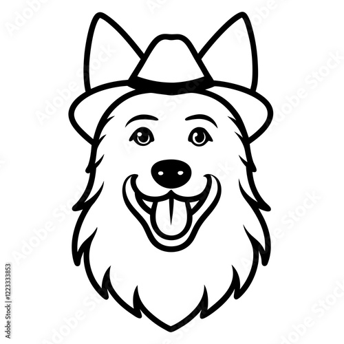 Funny belgian tervuren dog head vector art