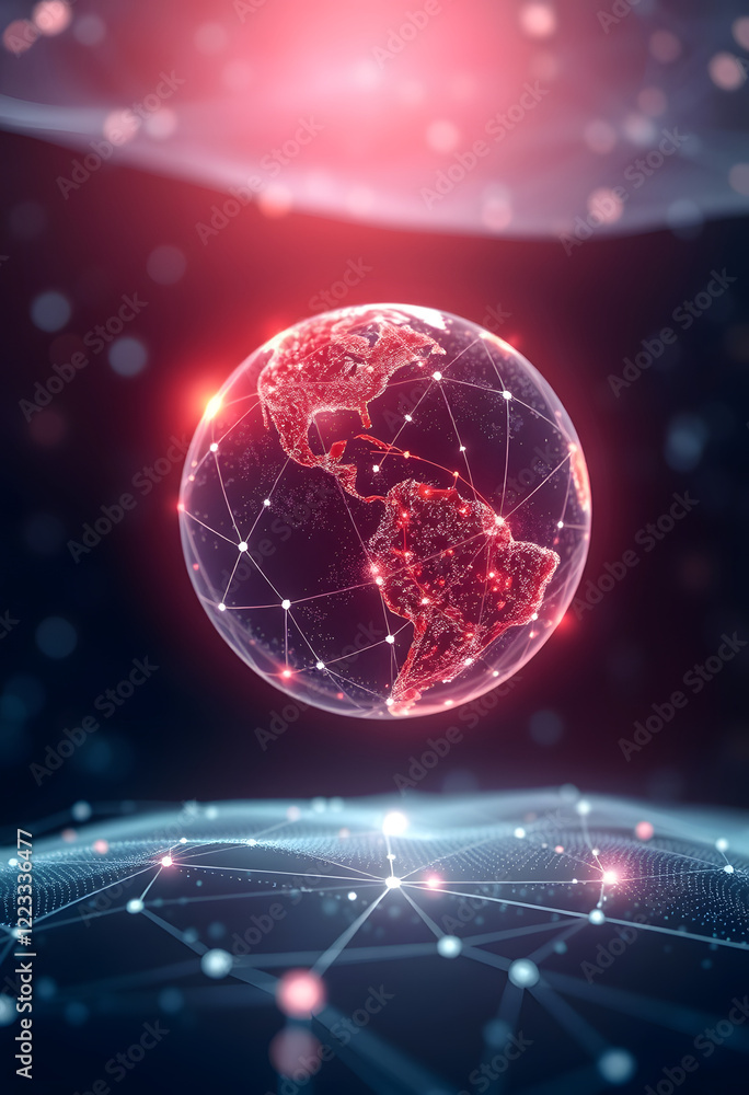 Global Network Connections, Planet Earth, Americas, Technology Global Network Connections, Planet Earth, Americas, Technology