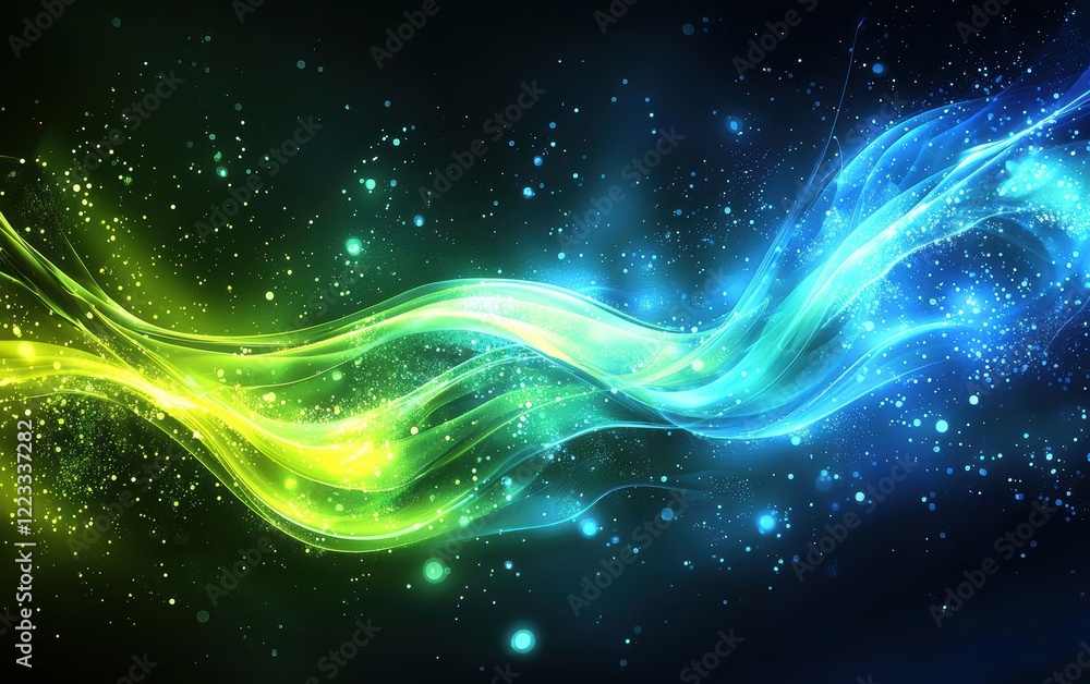 A liquid abstract background with glossy swirls of electric blue and neon green, creating a dynamic and fluid effect A liquid abstract background with glossy swirls of electric blue and neon green, creating a dynamic and fluid effect
