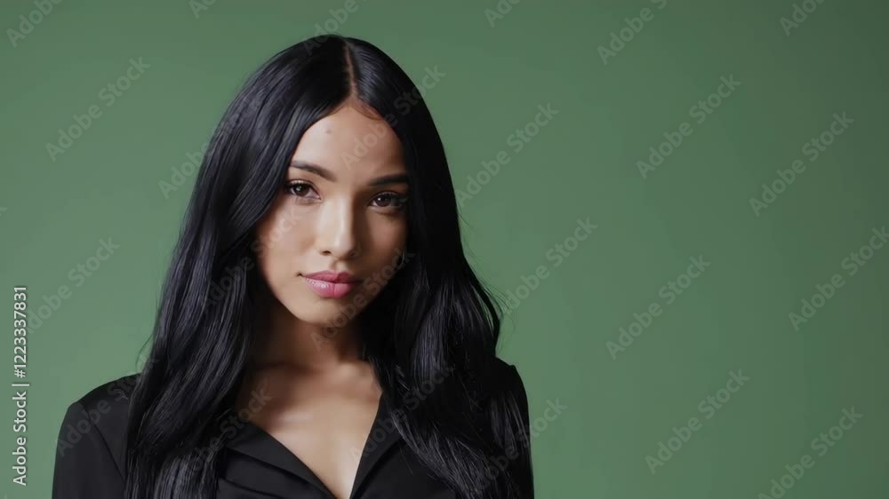 Captivating Close-Up Scene of a Woman with Long Black Hair Captivating Close-Up Scene of a Woman with Long Black Hair