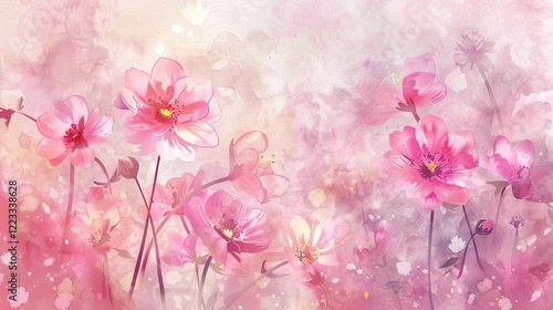 Watercolor pink flowers