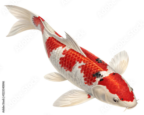 koi fish red and white isolated on transparent background 