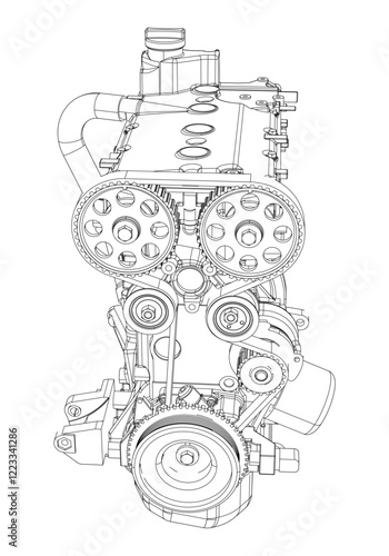 Wallpaper Mural Engine Illustration Set. Car, Motorcycle, Electric Motor, and Rocket Engine for Science and Engineering Projects Torontodigital.ca