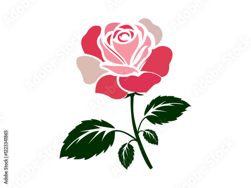 An exotic tropical red golden hibiscus flower surrounded by a white background. Hibiscus rosa-sinensis, also called Chinese hibiscus icon.Perfect for a wedding invitation card or holiday sale Floral d
