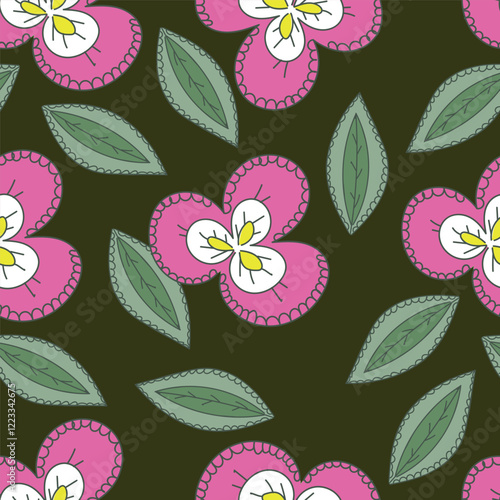 Colorful garden flowers on white background. Seamless vector pattern. Vintage print with inflorescences. Retro textile collection